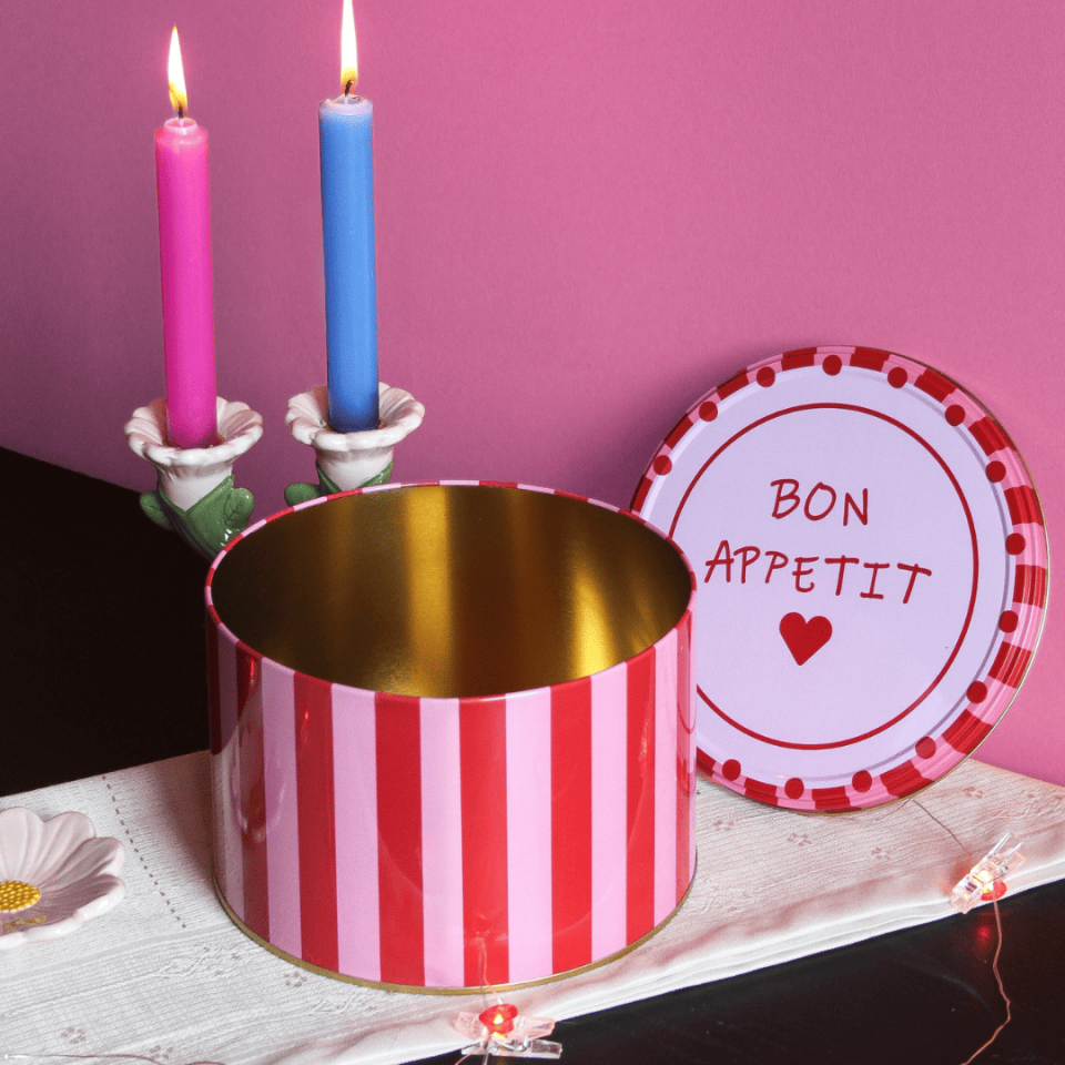 Sarkap Home Yuvarlak Dekoratif Metal Saklama Kutusu KırmızıPembe