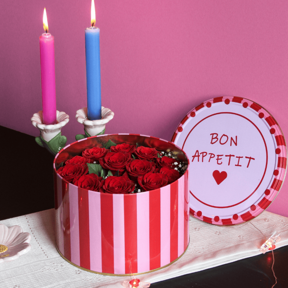 Sarkap Home Yuvarlak Dekoratif Metal Saklama Kutusu KırmızıPembe