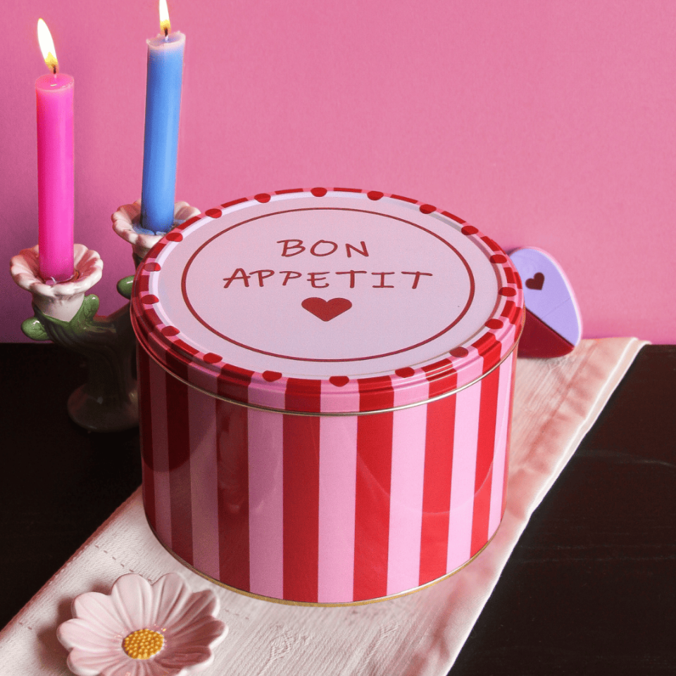 Sarkap Home Yuvarlak Dekoratif Metal Saklama Kutusu KırmızıPembe