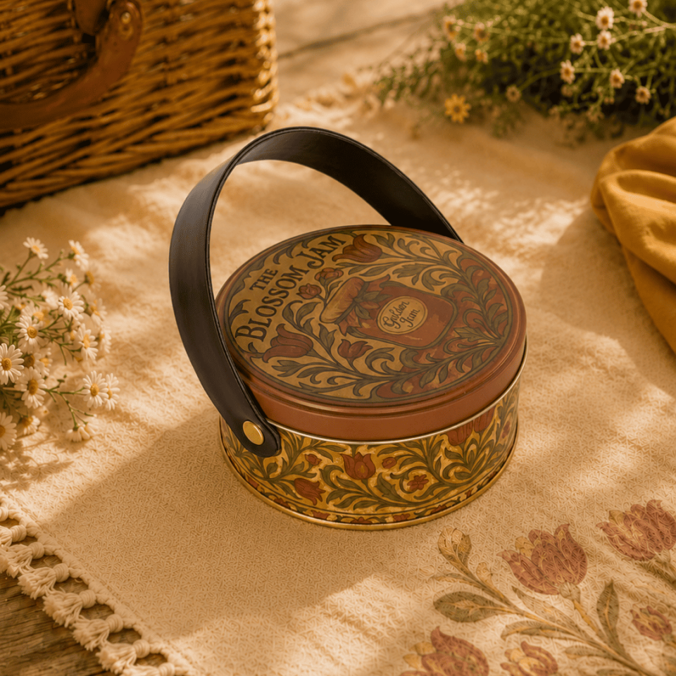 Sarkap Home 1 L Jam Deri Saplı Kutu ve 5'li 30 ml Kavanoz Seti 140X65 mm VintageDesen