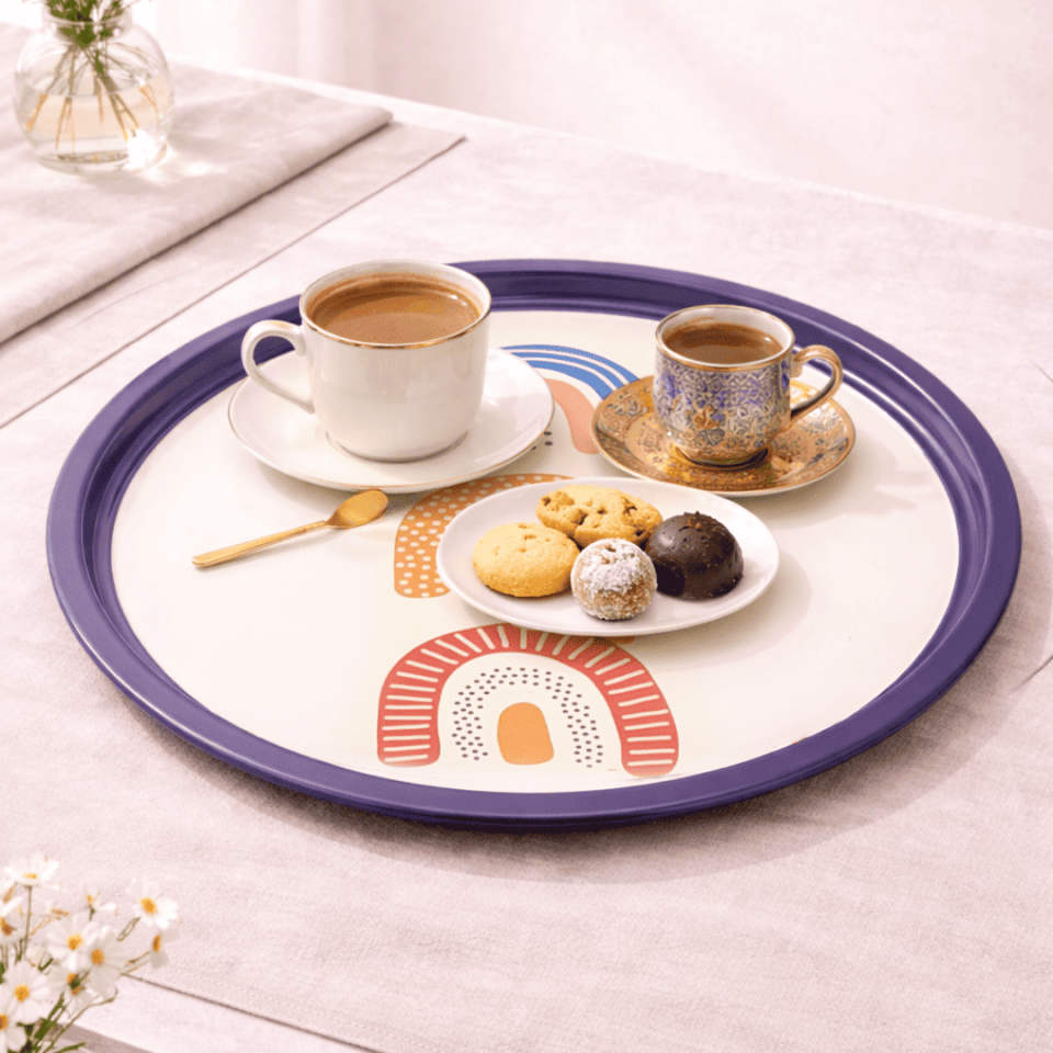 Sarkap Home Pastel Desen Metal Tepsi Gokkusakları