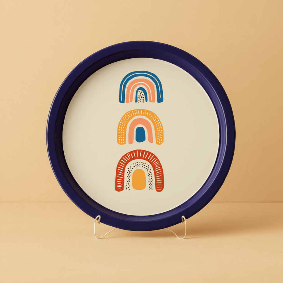 Sarkap Home Pastel Desen Metal Tepsi Gokkusakları