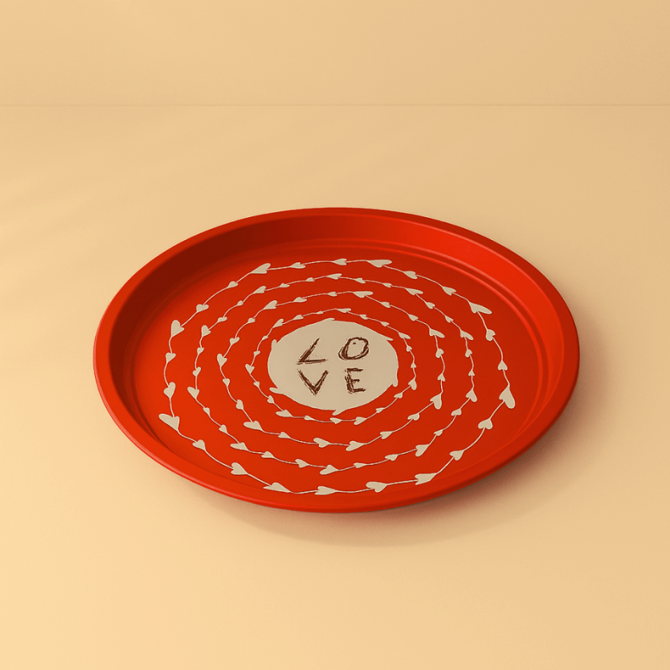 Sarkap Home 34 cm Pastel Desen Metal Tepsi