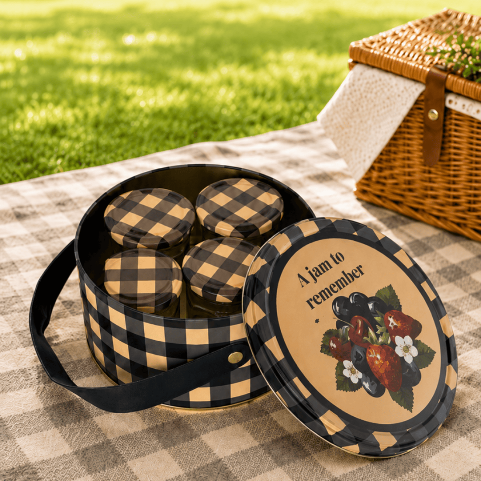 Sarkap Home 2,8 L Jam Deri Saplı Kutu ve 4'lü 200 ml Kavanoz Seti 190x100 mm Mavi