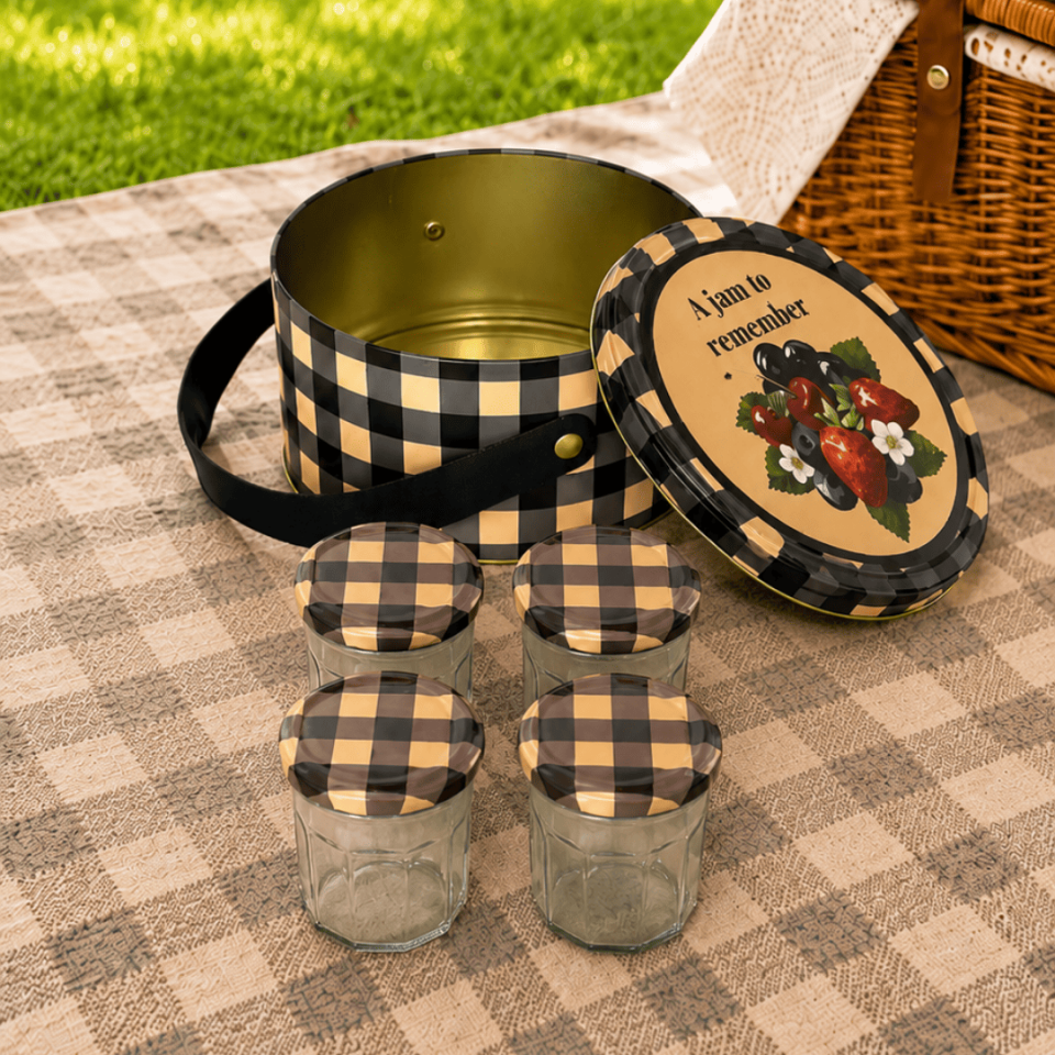Sarkap Home 2,8 L Jam Deri Saplı Kutu ve 4'lü 200 ml Kavanoz Seti 190x100 mm Mavi