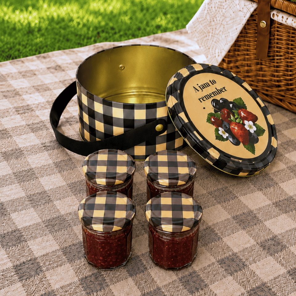 Sarkap Home 2,8 L Jam Deri Saplı Kutu ve 4'lü 200 ml Kavanoz Seti 190x100 mm Mavi