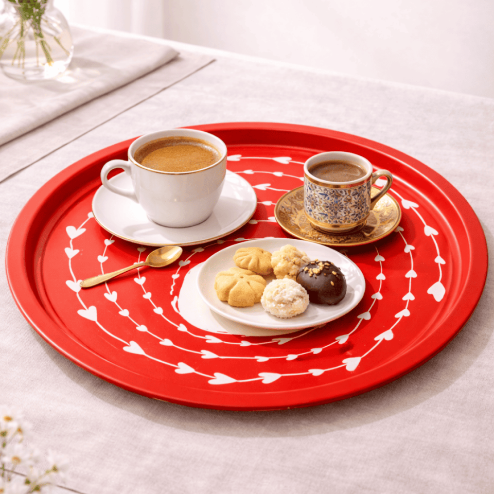 Sarkap Home Pastel Desen Metal Tepsi Love