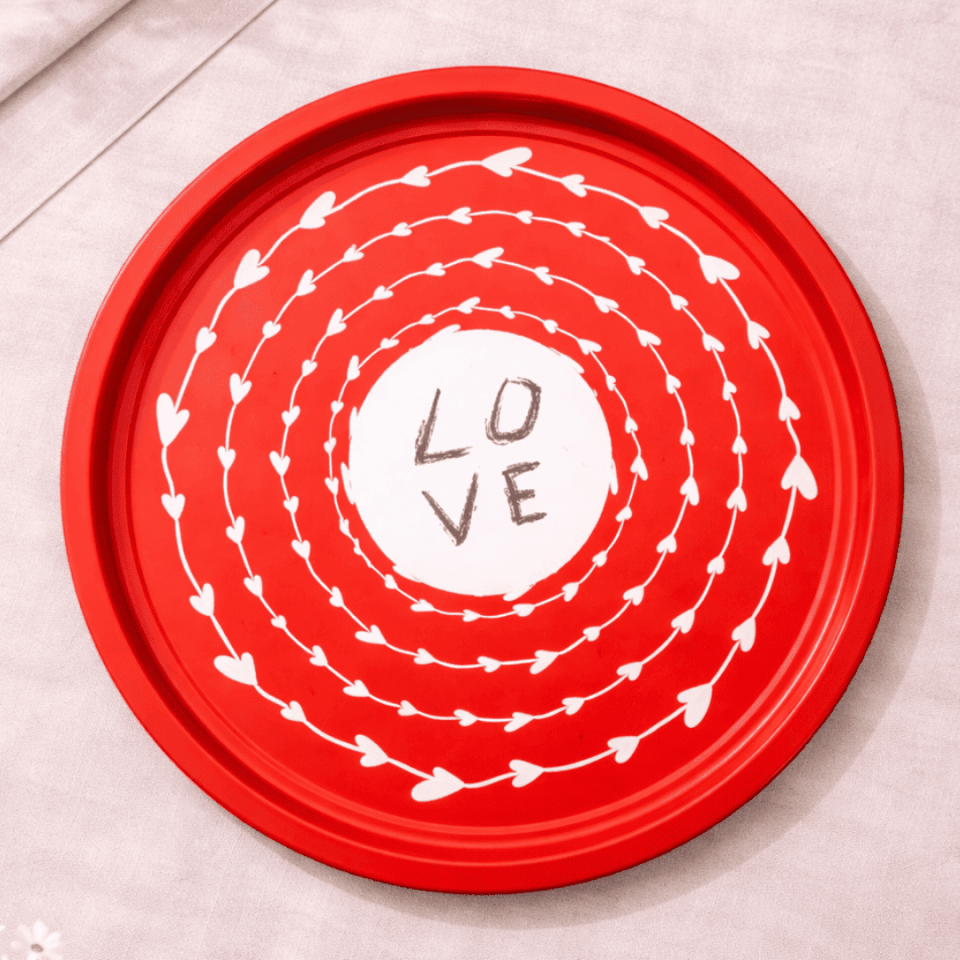 Sarkap Home Pastel Desen Metal Tepsi Love