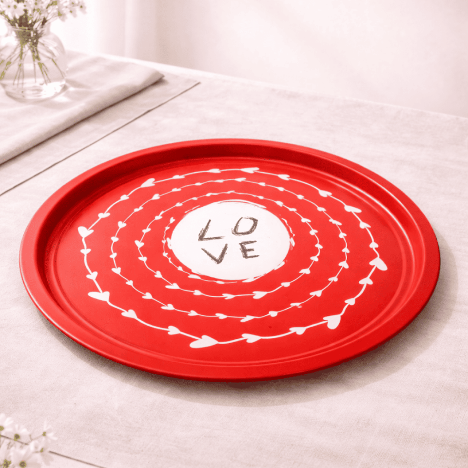 Sarkap Home Pastel Desen Metal Tepsi Love