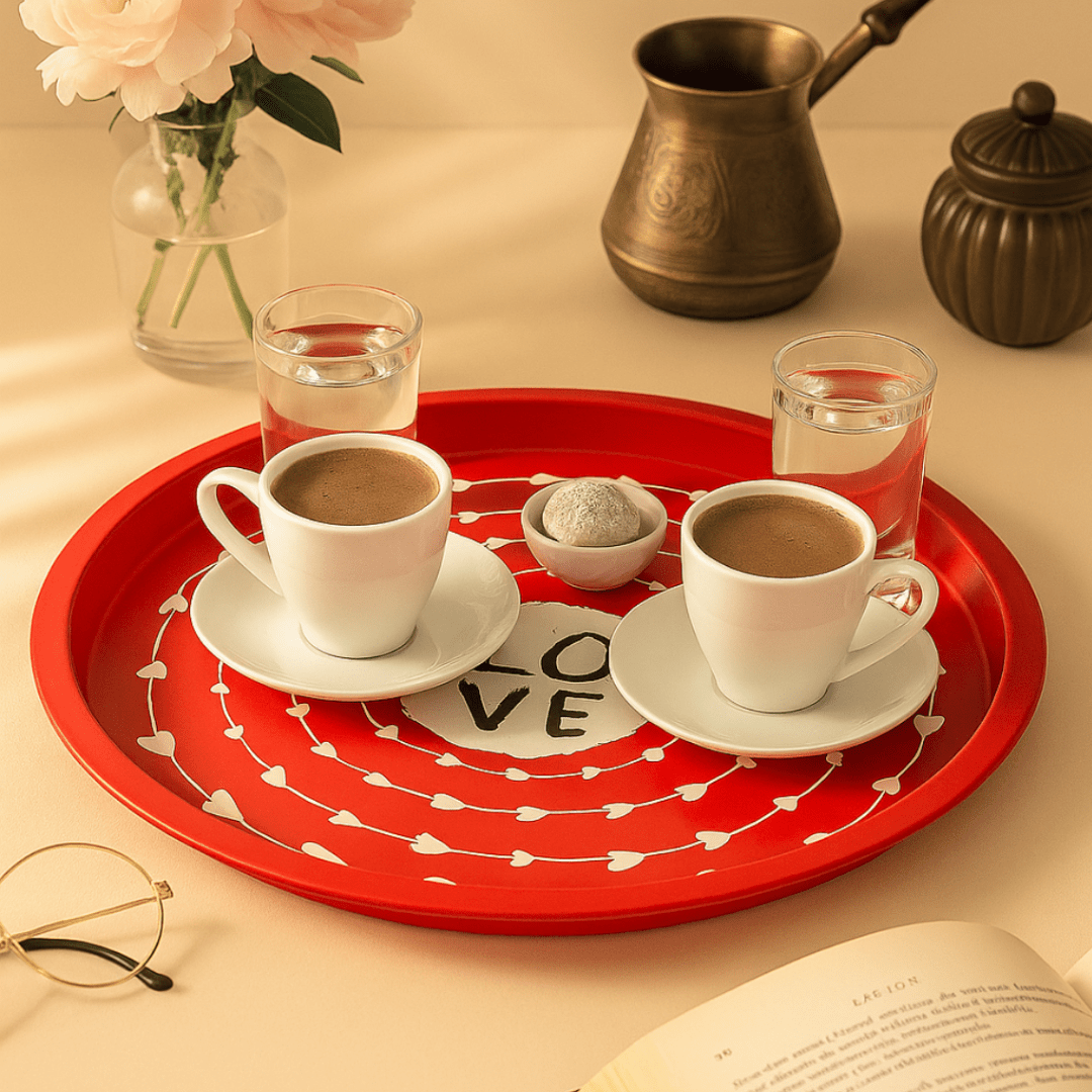 Sarkap Home Pastel Desen Metal Tepsi Love