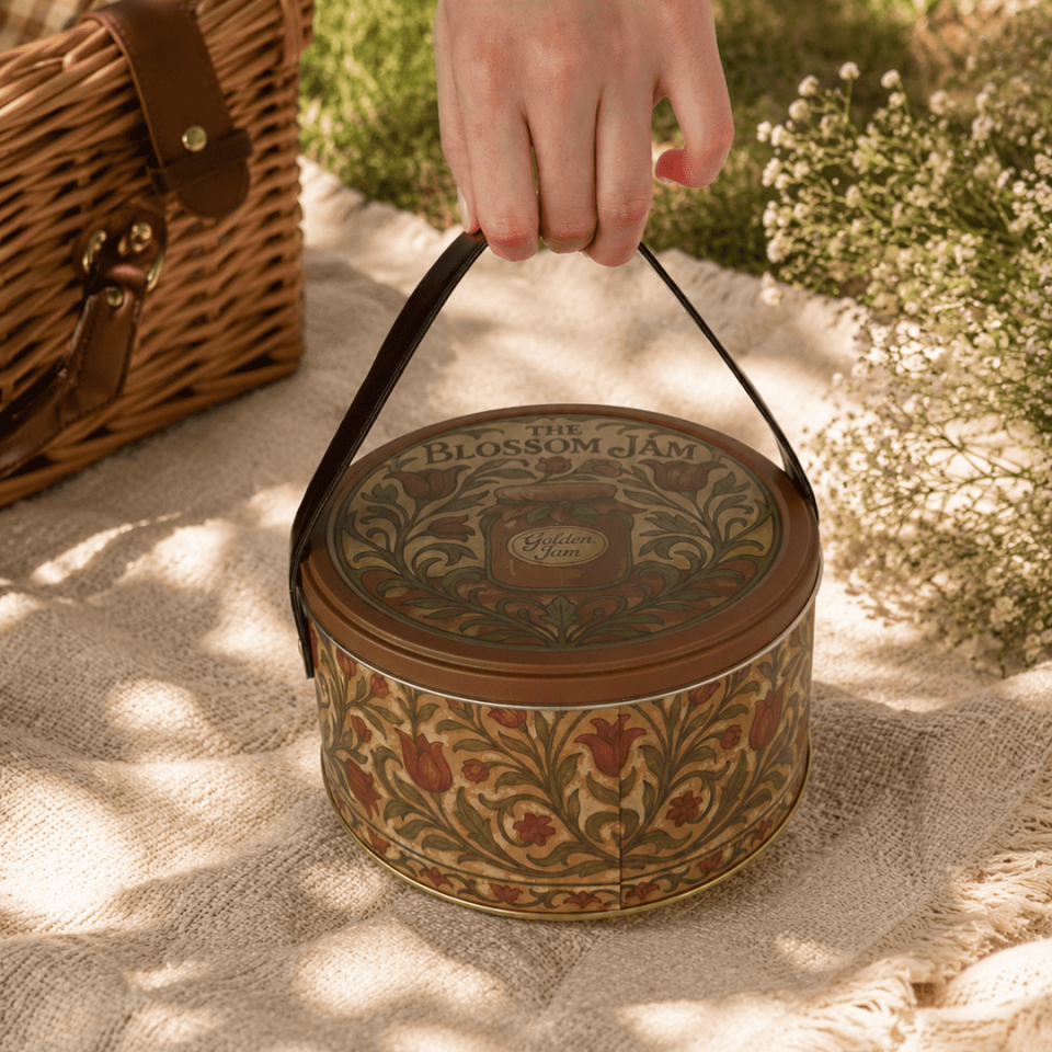 Sarkap Home 2,8 L Jam Deri Saplı Kutu ve 4'lü 200 ml Kavanoz Seti 190x100 mm VintageDesen