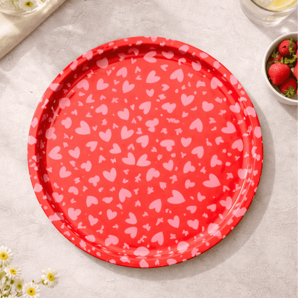 Sarkap Home Pastel Desen Metal Tepsi PembeKalpler