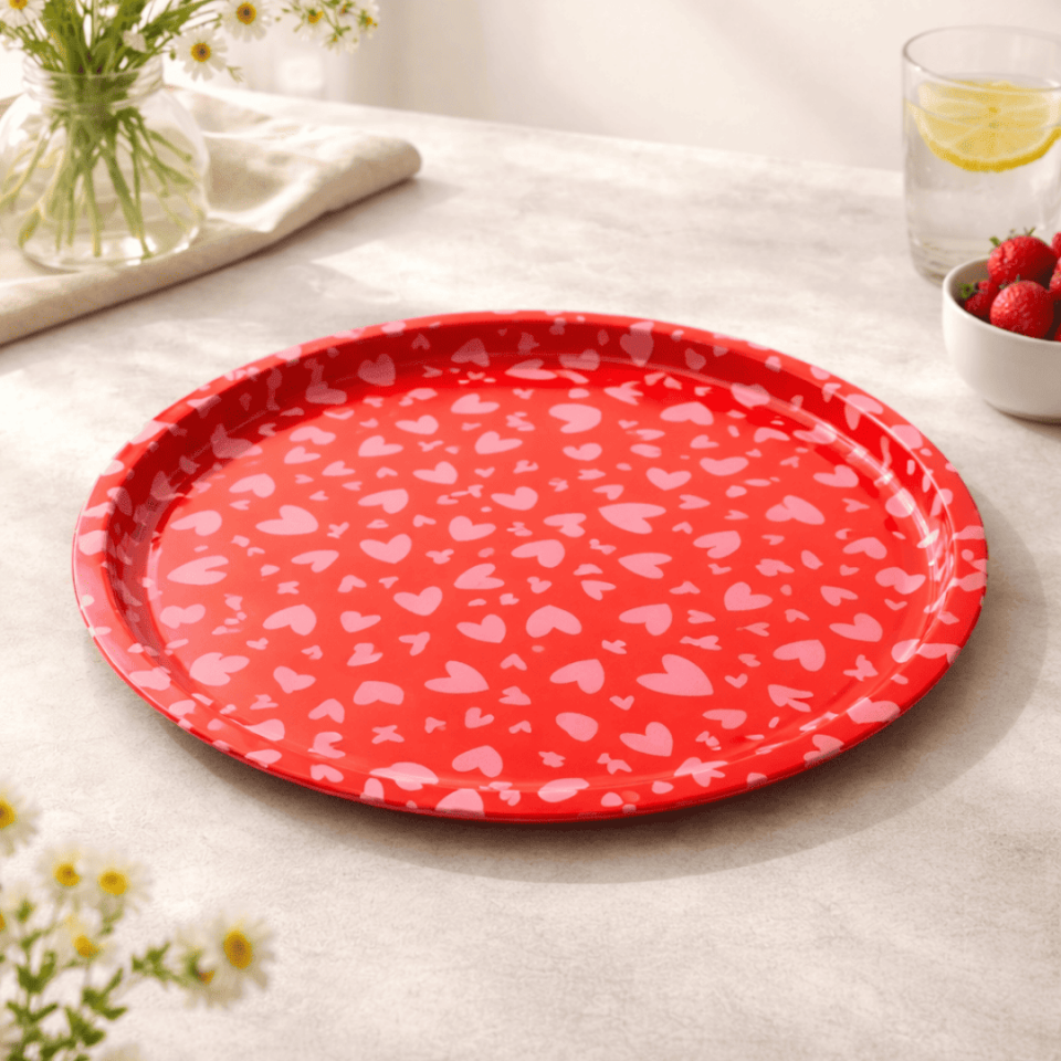 Sarkap Home Pastel Desen Metal Tepsi PembeKalpler