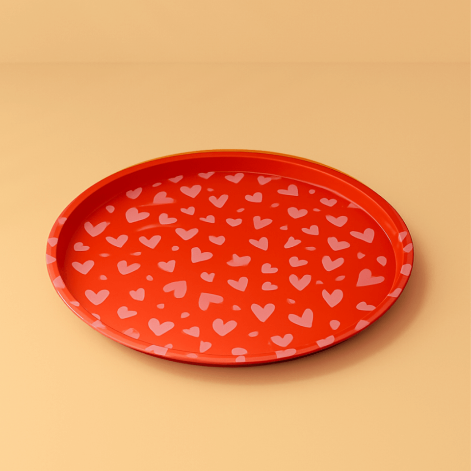 Sarkap Home Pastel Desen Metal Tepsi PembeKalpler