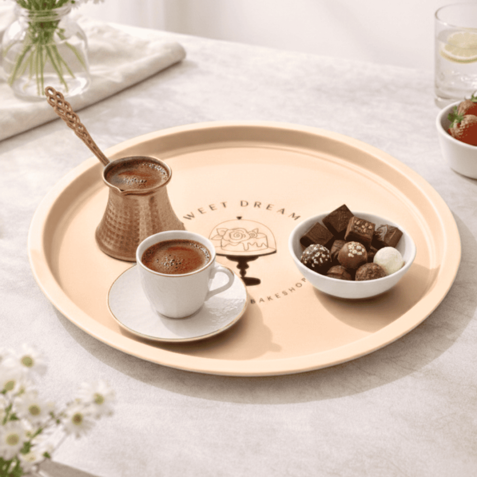 Sarkap Home 34 cm Pastel Desen Metal Tepsi Sweet Dreams