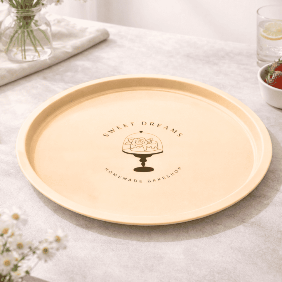 Sarkap Home 34 cm Pastel Desen Metal Tepsi Sweet Dreams