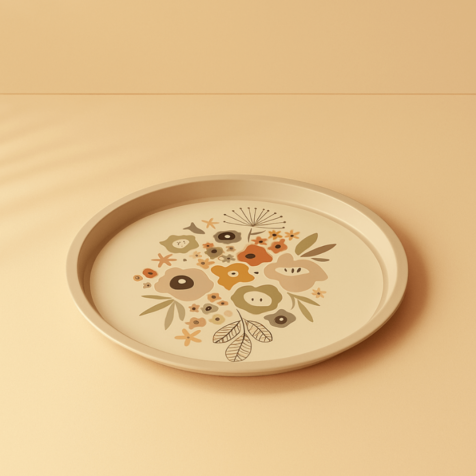 Sarkap Home Pastel Desen Metal Tepsi SoftÇiçekler