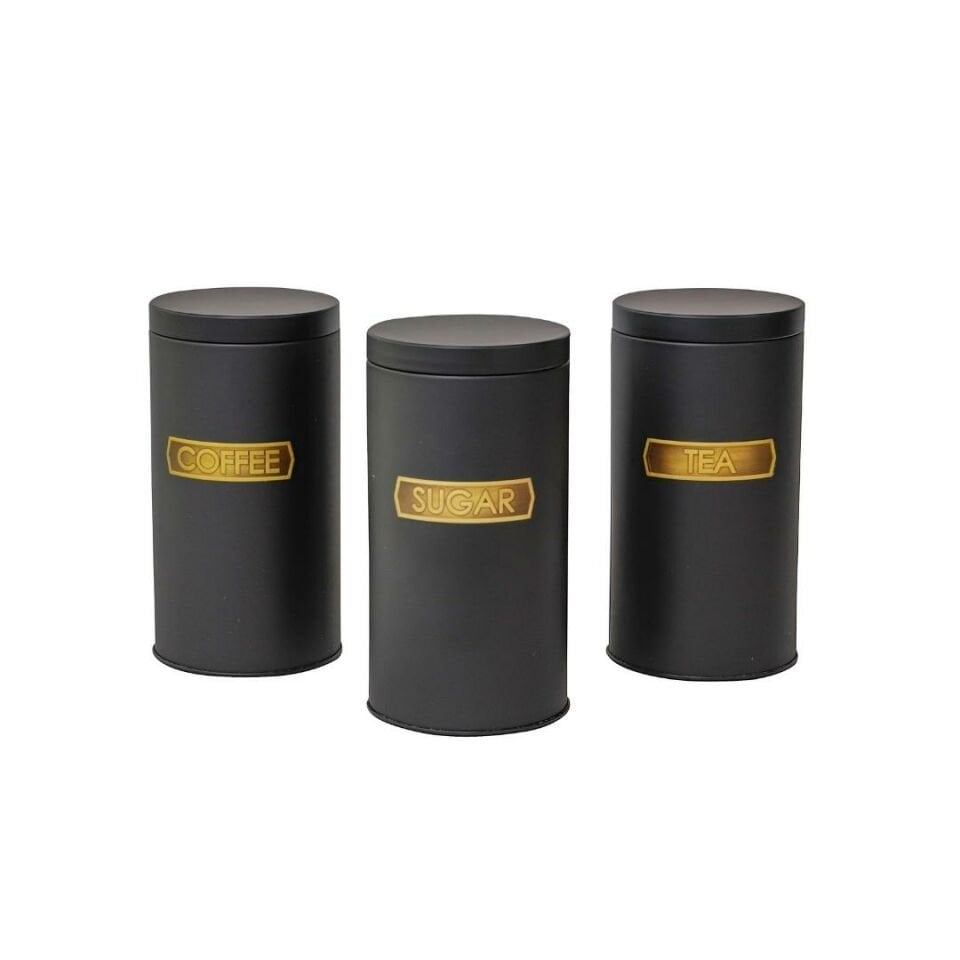 Sarkap Home Metal Vakumlu Kapaklı 3'lü Saklama Kabı Soft Touch Büyük Boy EskitmeSiyah