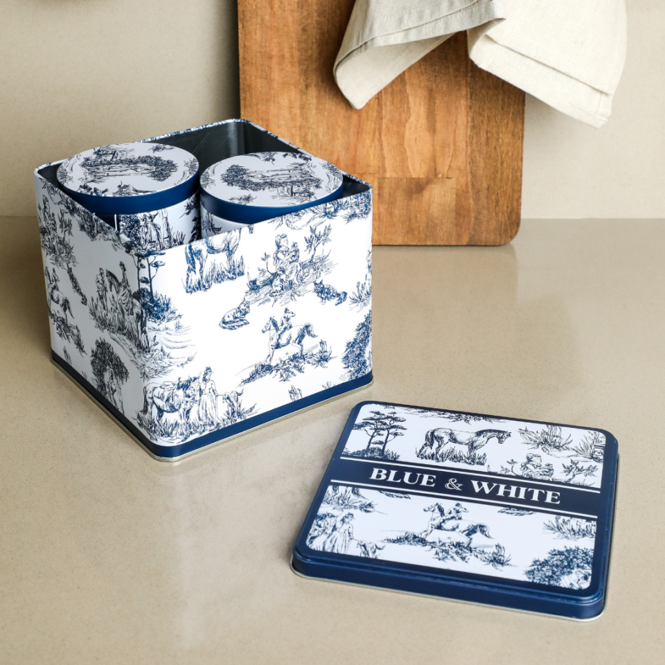 Sarkap Home White Seri 3'lü Set 2'li Metal Saklama Kabı, Köşeli Metal Kutu