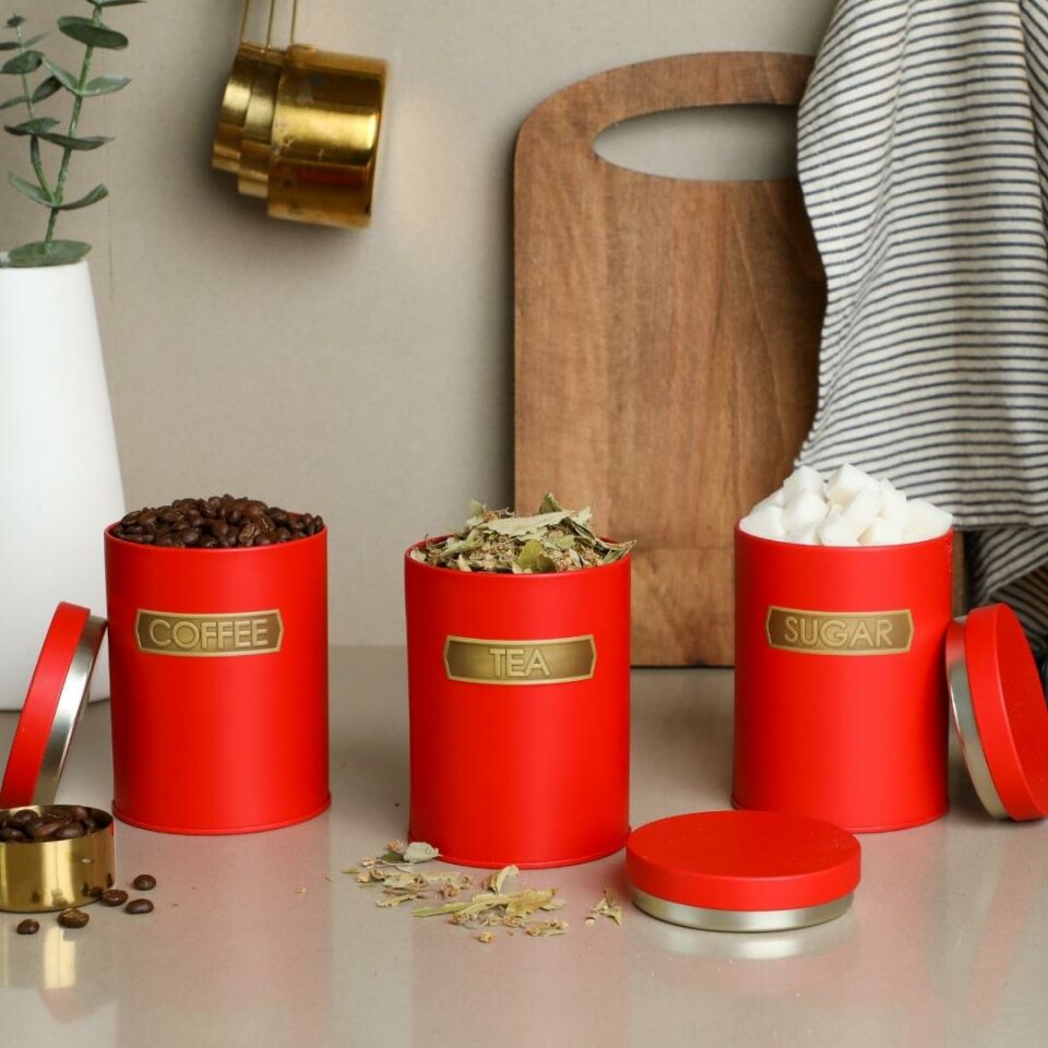 Sarkap Home Metal Vakumlu Kapaklı 3'lü Saklama Kabı Soft Touch Küçük Boy