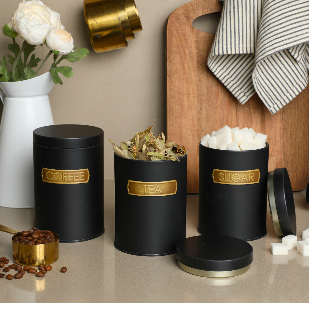 Sarkap Home Metal Vakumlu Kapaklı 3'lü Saklama Kabı Soft Touch Küçük Boy SiyahEskitme