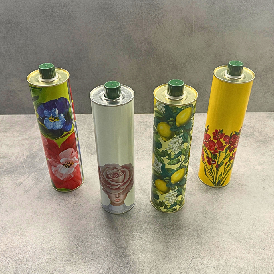 Sarkap Home Dekoratif 750 ml Kapaklı Silindir Boş Zeytinyağı Tenekesi