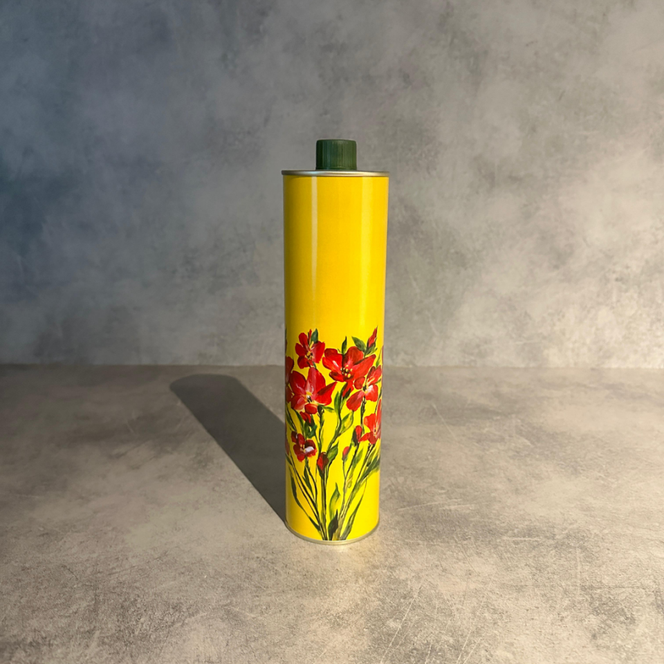 Sarkap Home Dekoratif 750 ml Kapaklı Silindir Boş Zeytinyağı Tenekesi