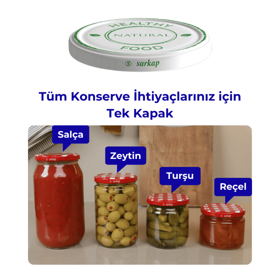 Hijyenik Paketli 10 Adet Kavanoz Kapağı 82 mm HealthyNaturalFood