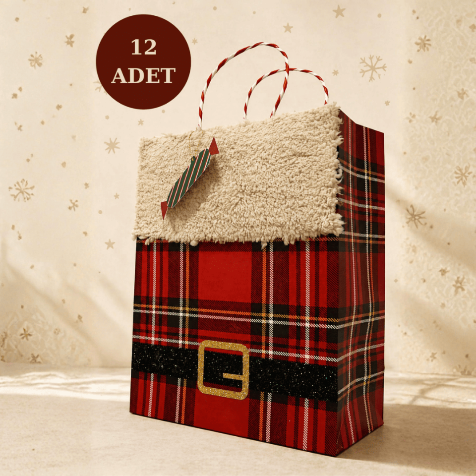 12'li 26x12x32 cm Özel Tasarım Kemer Model Hediyelik Karton Çanta