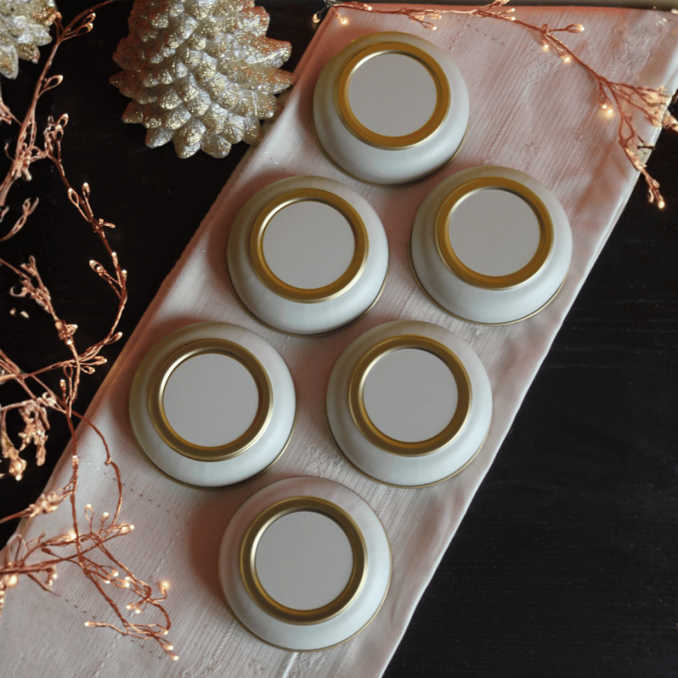 Sarkap Home 6'lı Dondurmalık ve Çerezlik Seti 10 cm Çap, 3.2 cm Yükseklik KremGold