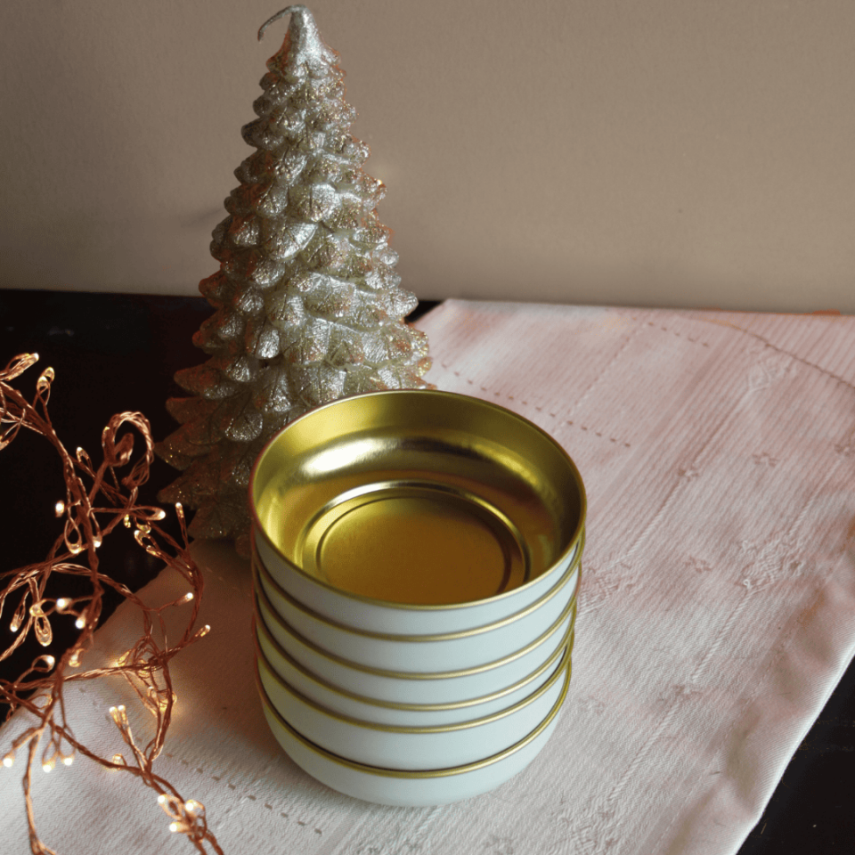 Sarkap Home 6'lı Dondurmalık ve Çerezlik Seti 10 cm Çap, 3.2 cm Yükseklik KremGold