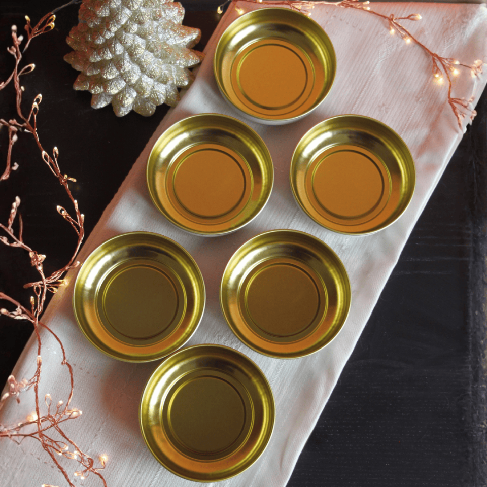 Sarkap Home 6'lı Dondurmalık ve Çerezlik Seti 10 cm Çap, 3.2 cm Yükseklik KremGold