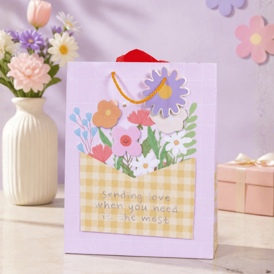 12'li 32x26x14 cm Özel Tasarım Sarı Saksı Model Hediyelik Karton Çanta
