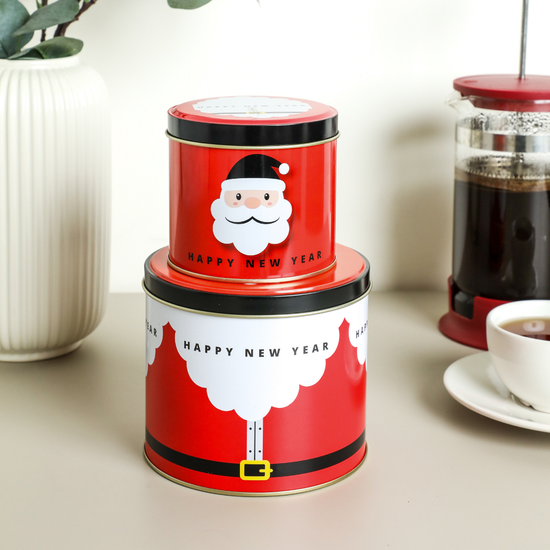 Happy New Year Seri - 2'li Metal Yuvarlak Saklama Kabı