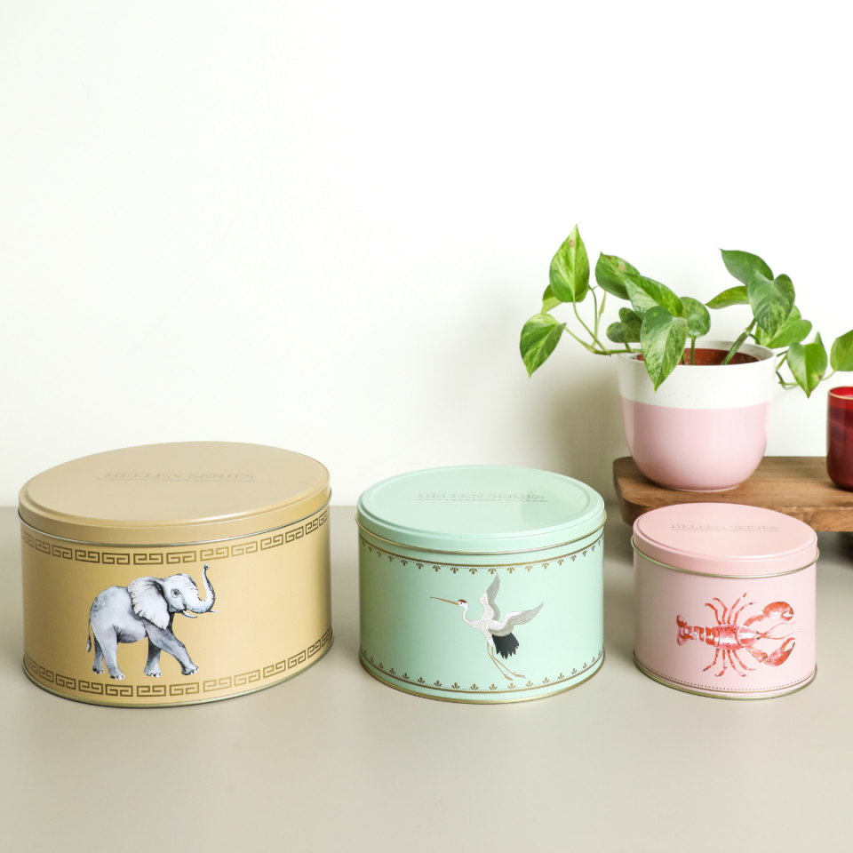 Hellen Seri  - 3'lü Metal Saklama Kabı - Sarı, Yeşil, Pembe