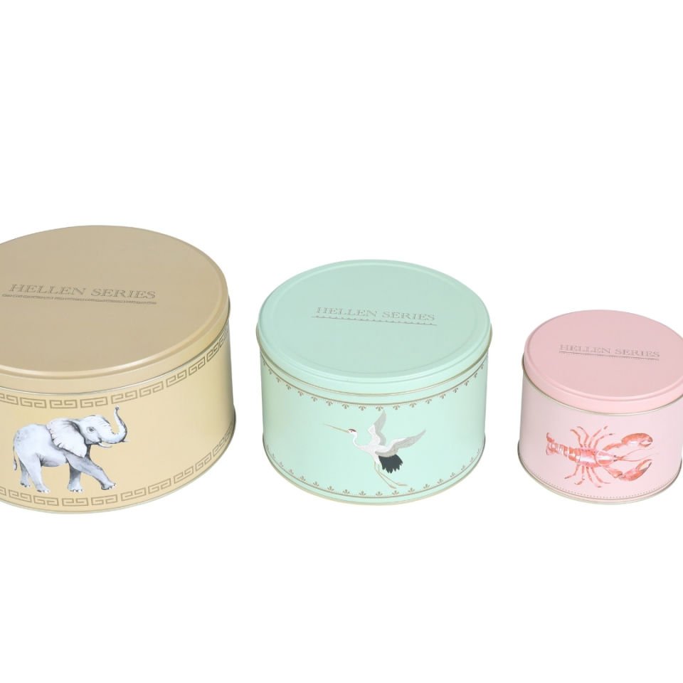 Hellen Seri  - 3'lü Metal Saklama Kabı - Sarı, Yeşil, Pembe