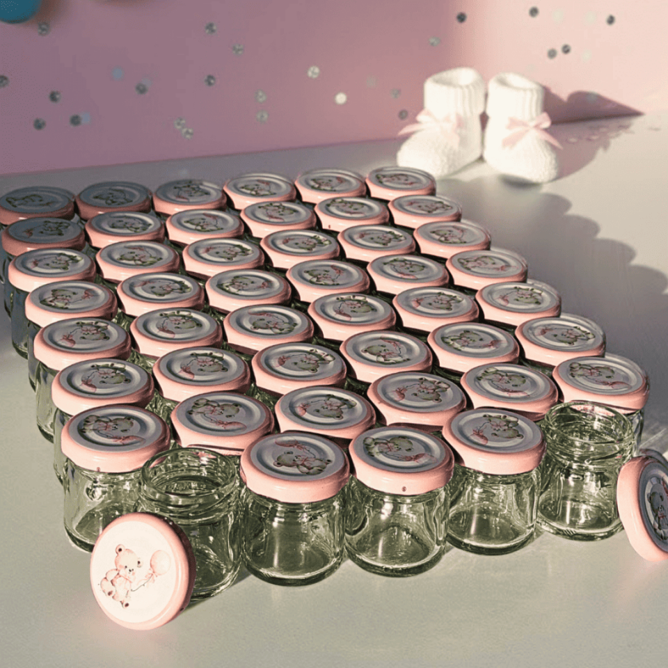 Sarkap Home 47'li 40 ml Cam Kavanoz Seti PembeAyıcık