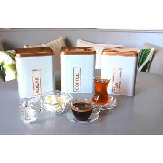 3'lü Metal Coffee Tea Sugar Kutusu - 1500 Ml