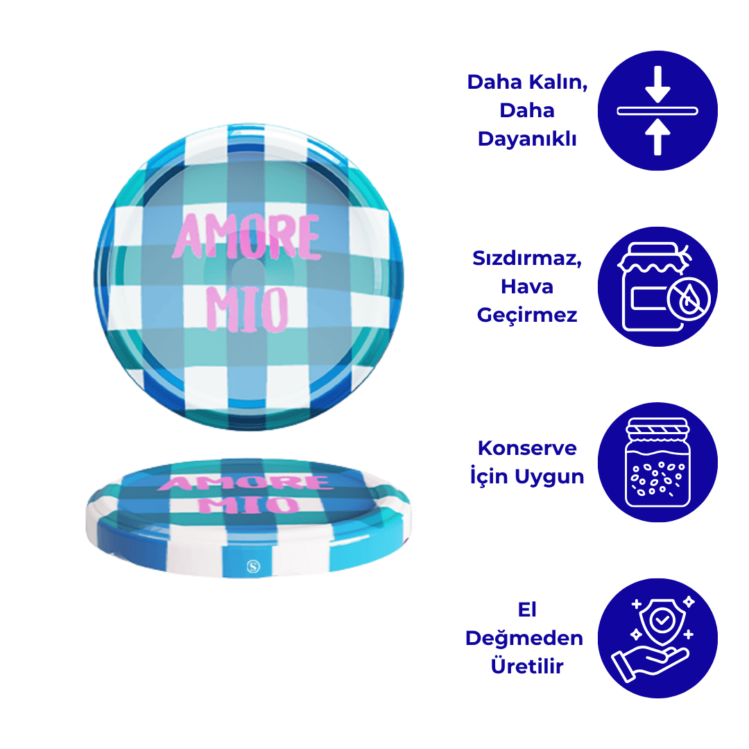 Hijyenik Paketli 10 Adet Kavanoz Kapağı 82 mm Dolce Vita Desenler