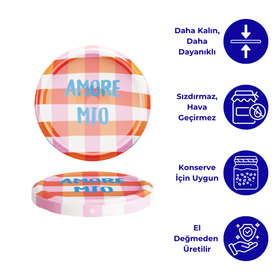 Hijyenik Paketli 10 Adet Kavanoz Kapağı 82 mm Dolce Vita Desenler