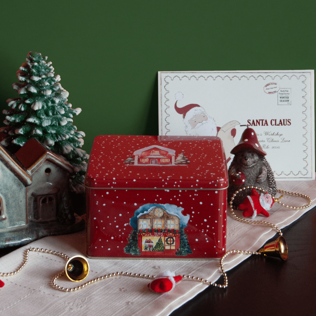 Sarkap Home 2,6 L Desenli Metal Saklama Kutu 164x164x96 mm Kırmızı