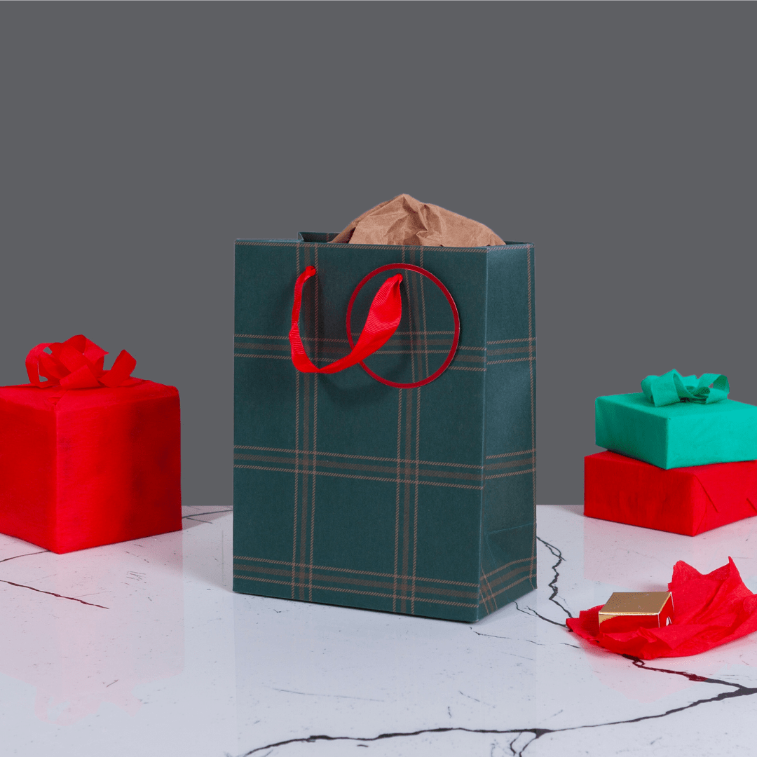 Sarkap Home Özel Tasarım Desenli Hediyelik Karton Çanta Yeşil