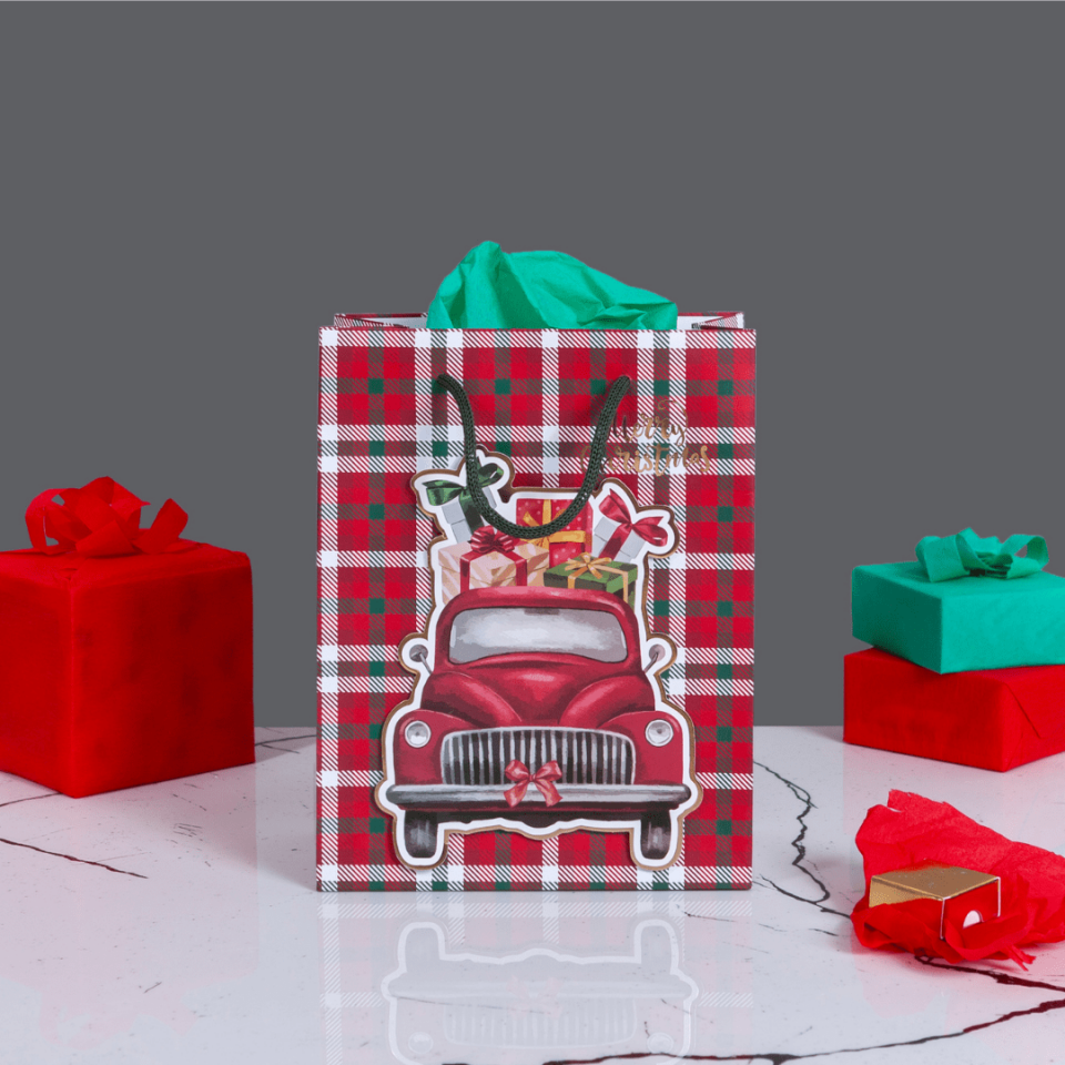 Sarkap Home Özel Tasarım Desenli Hediyelik Karton Çanta Araba