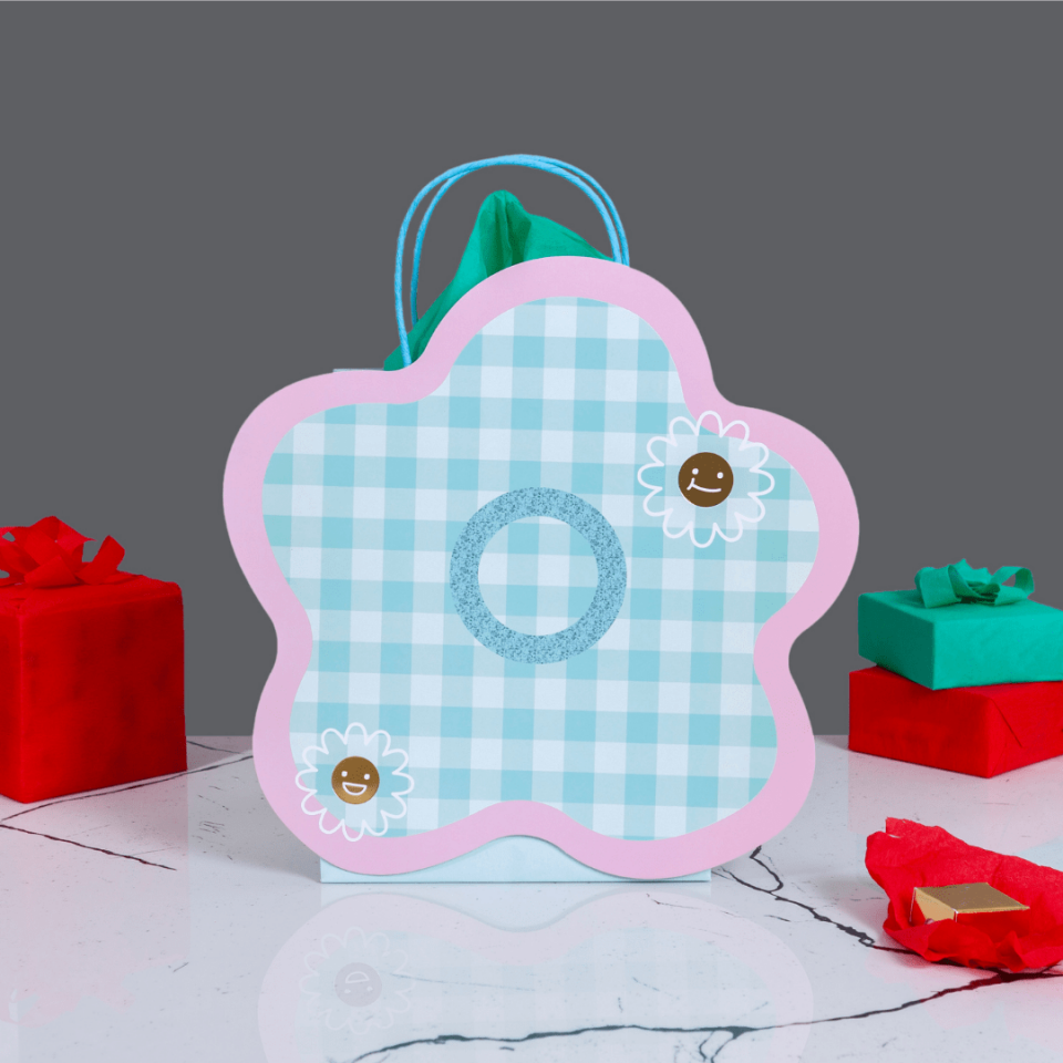 Sarkap Home Özel Tasarım Desenli Hediyelik Karton Çanta MaviÇiçek