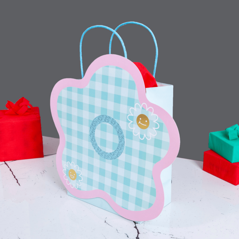 Sarkap Home Özel Tasarım Desenli Hediyelik Karton Çanta MaviÇiçek