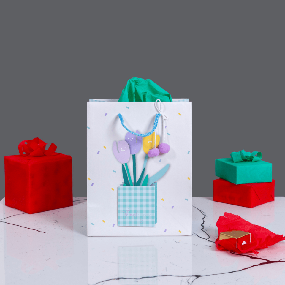 Sarkap Home Özel Tasarım Desenli Hediyelik Karton Çanta MaviSaksı