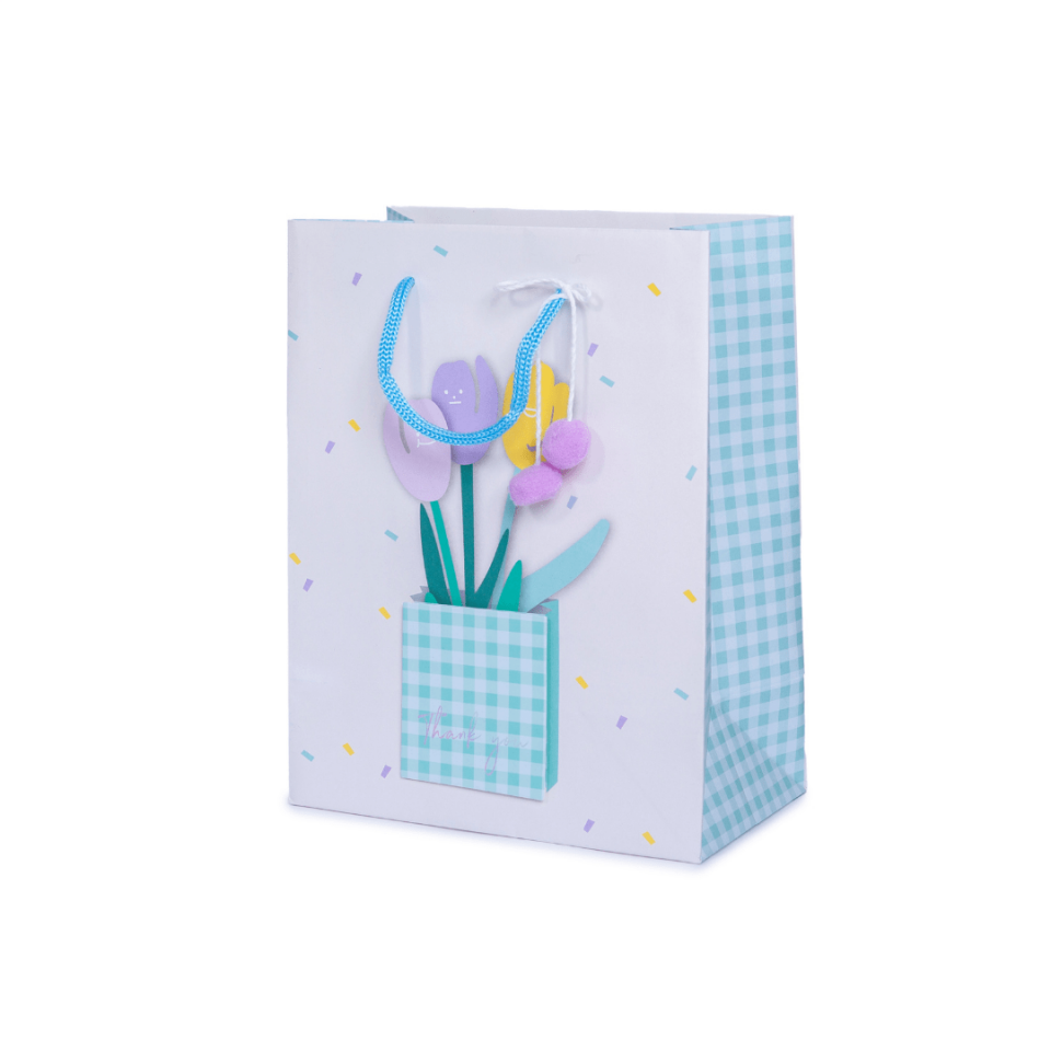 Sarkap Home Özel Tasarım Desenli Hediyelik Karton Çanta MaviSaksı