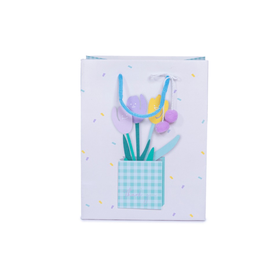 Sarkap Home Özel Tasarım Desenli Hediyelik Karton Çanta MaviSaksı