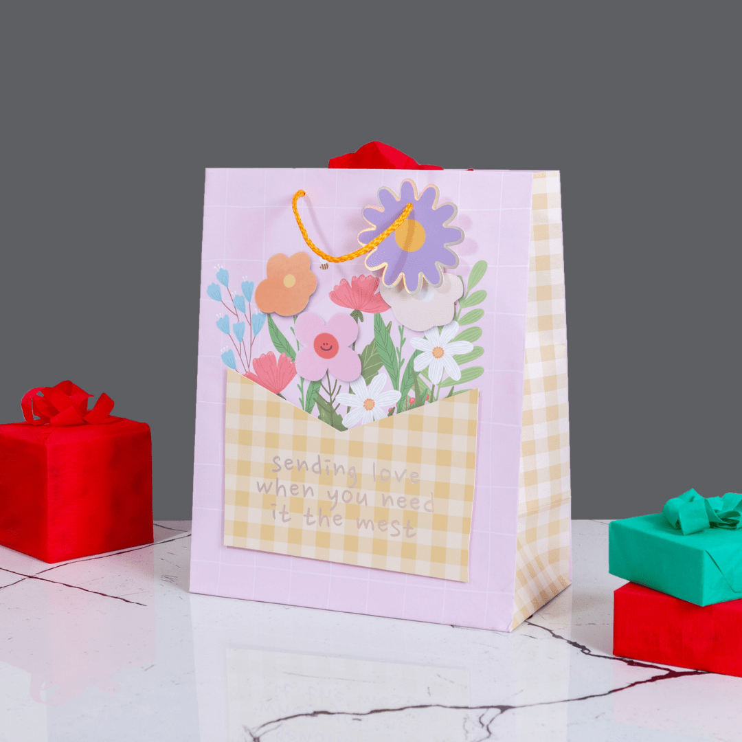 Sarkap Home Özel Tasarım Desenli Hediyelik Karton Çanta SarıSaksı