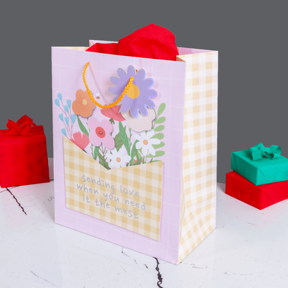 Sarkap Home Özel Tasarım Desenli Hediyelik Karton Çanta SarıSaksı